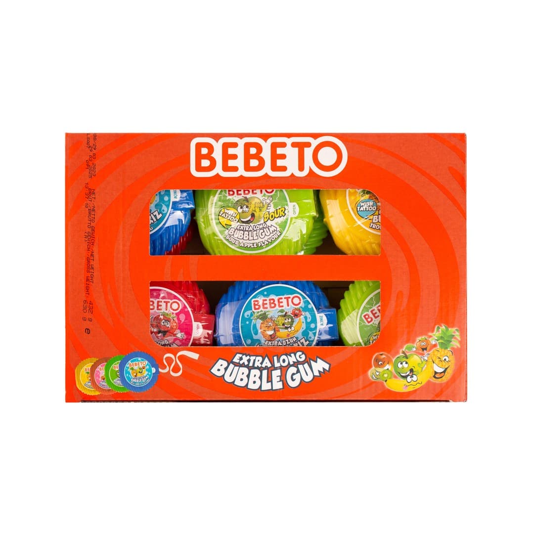 BEBETO Extra Long Bubble Gum- Meter Gum Mix Stand 36g