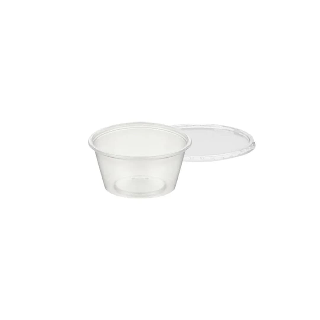 D.P. Saucenbecher mit Deckel 50cc Transparant Pet 20x50