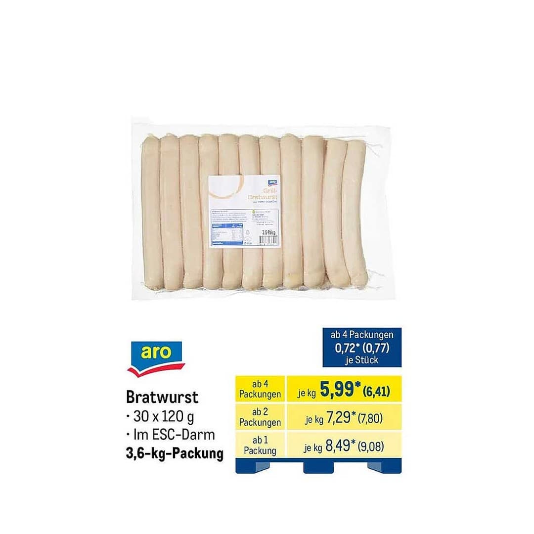 Goldaue Geflügel Bratwurst 120g ESC Darm
