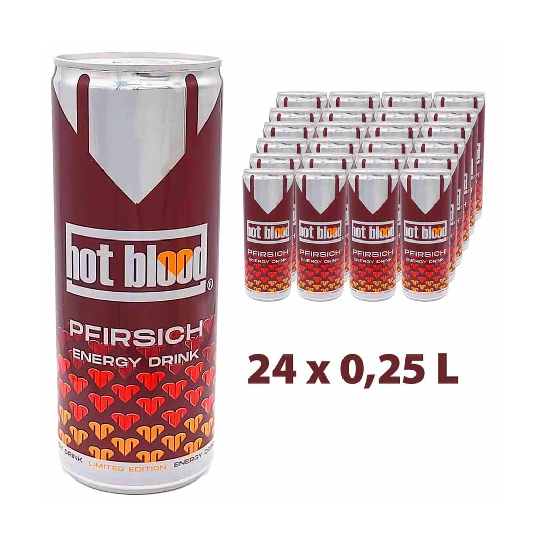 Hot Blood Energy Pfirsich 0,25l Dosen 24er Pack