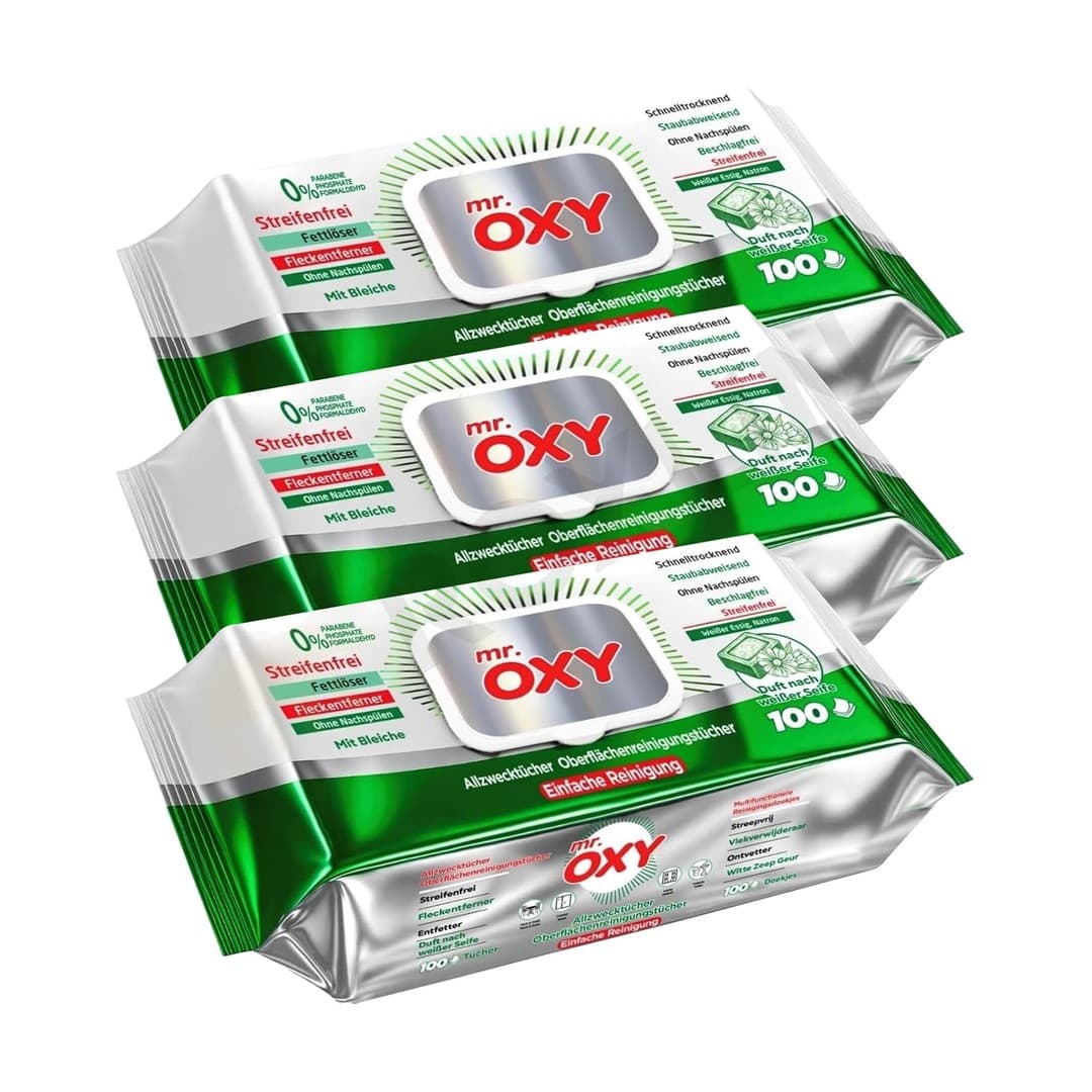Mr Oxy Feuchttücher Easy Clean Weiße Seife 100er Pack