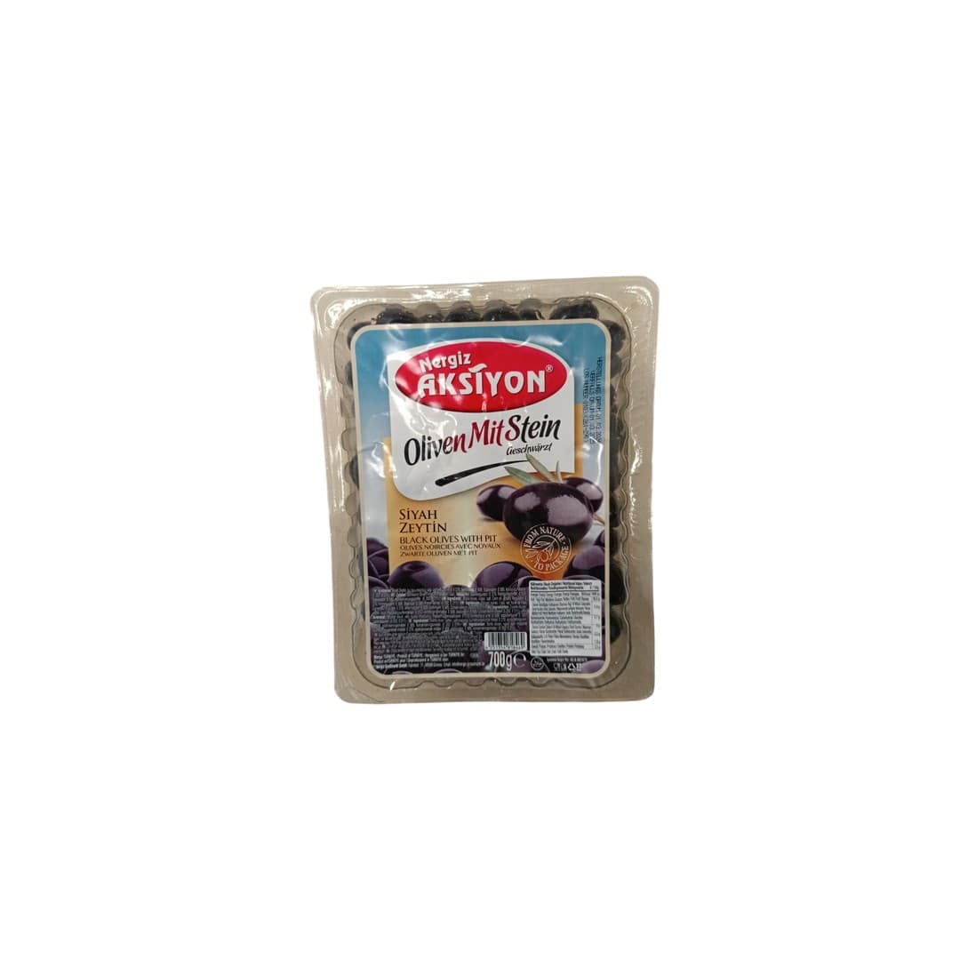 Nergiz Aksiyon Siyah Zeytin Gemlik, Schwarze Oliven mit Stein PET 1,25kg